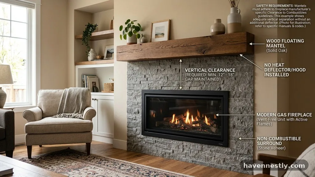 Can You Put a Wood Floating Mantel on a Gas Fireplace Without Heat Deflectors?