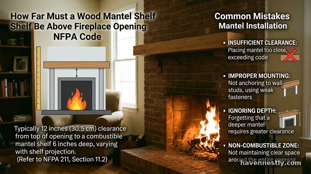 Common Mistakes in Mantel Installation - How Far Must a Wood Mantel Shelf Be Above the Fireplace Opening (NFPA Code)?