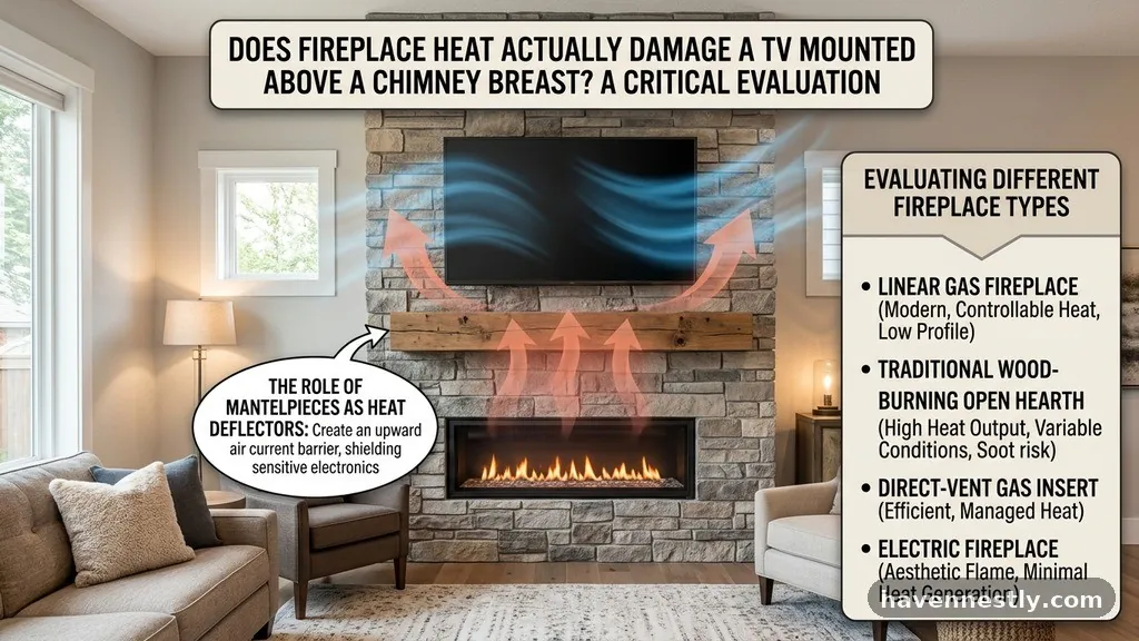 Evaluating Different Types of Fireplaces - Does Fireplace Heat Actually Damage a TV Mounted on the Chimney Breast?
