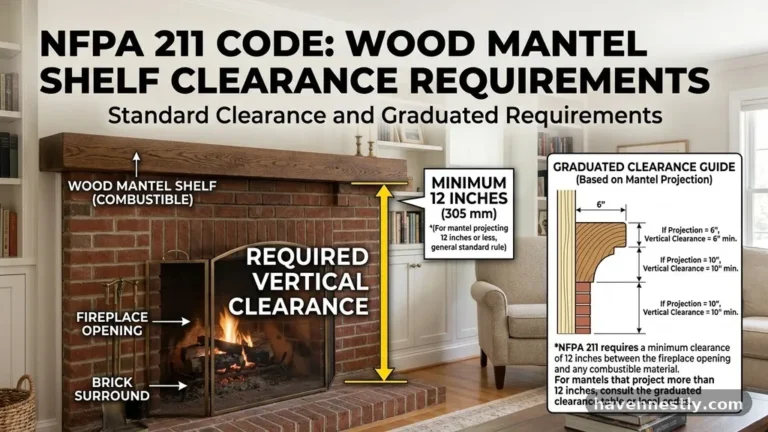 How Far Must a Wood Mantel Shelf Be Above the Fireplace Opening (NFPA Code)?