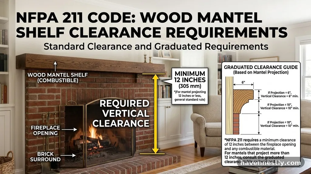 How Far Must a Wood Mantel Shelf Be Above the Fireplace Opening (NFPA Code)?